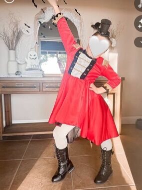 Children's Red Ringmaster Costume Dress with Gold Trim - Size 8